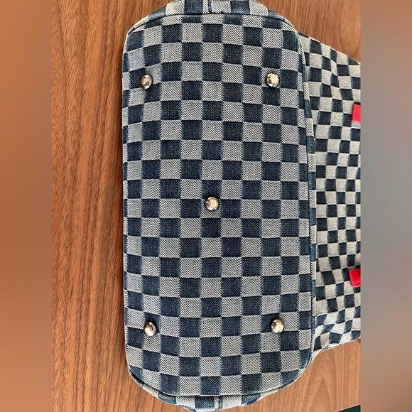 Unique WAZA NYC Indigo dyed denim and red leather handbag. Very good condition. - Picture 7 of 11